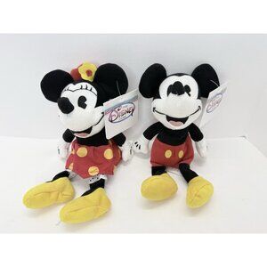 Vintage Tokyo Disney Store 1930’s Mickey & Minnie Mouse 8” Bean Bag Plush Set